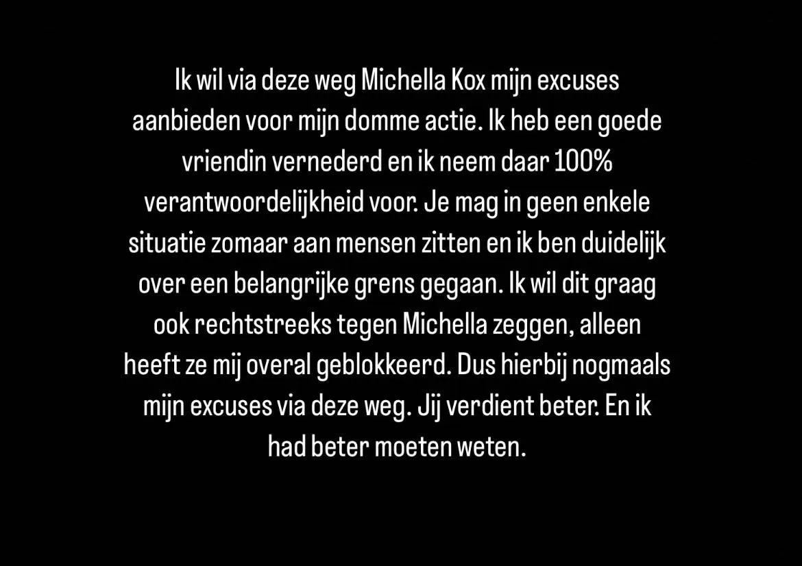 Farja Farvardin aka 'Fawry Not Sawry' zegt sorry voor naar beneden trekken topje Michella Kox