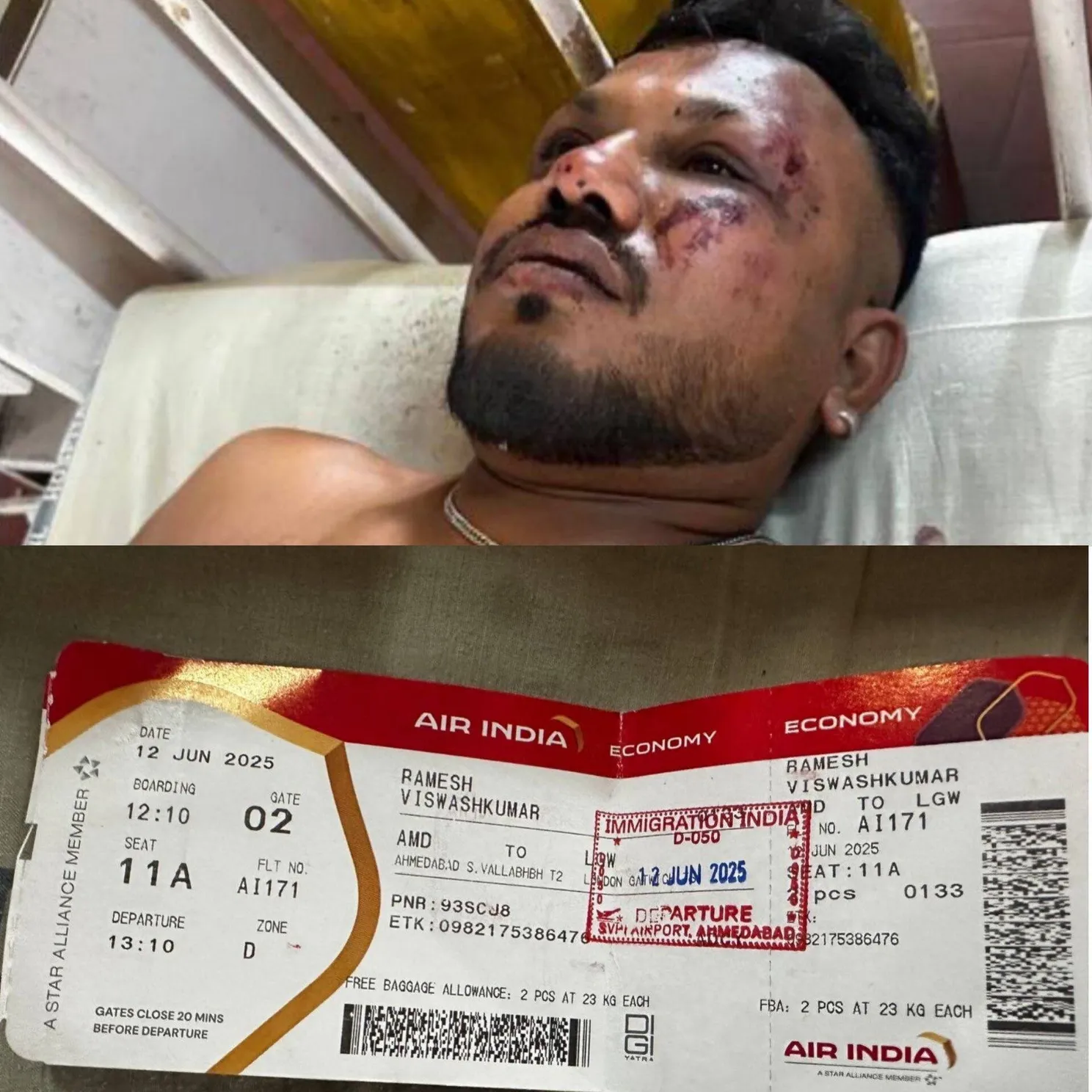 Crash met Air India: enige overlevende zat op magische stoel 11A (net als die Thaise acteur toen)