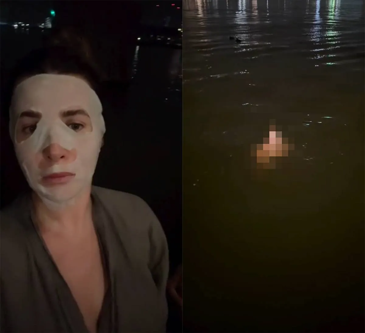 picture_vk_Victoria_Koblenko_zwemt_in_geboortekostuum_in_haven_van_Amsterdam