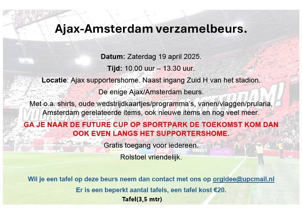 Must visit voor Ajacieden: zaterdag weer verzamelbeurs in supportershome Ajax
