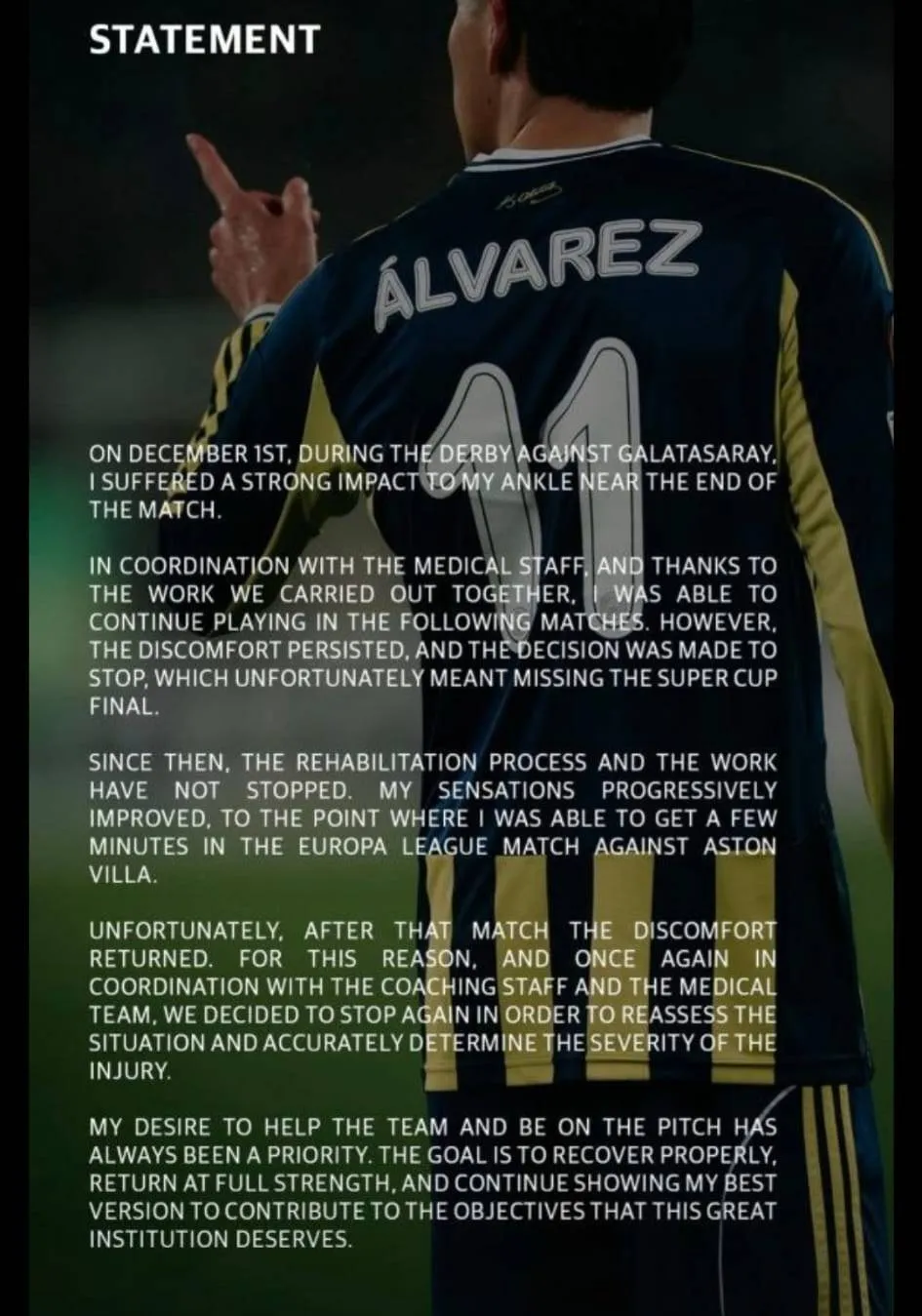 Álvarez deelt statement over blessure; Mexicaan besluit te focussen op herstel enkel