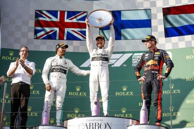 Het podium na de Grand Prix van Australië in 2019. 