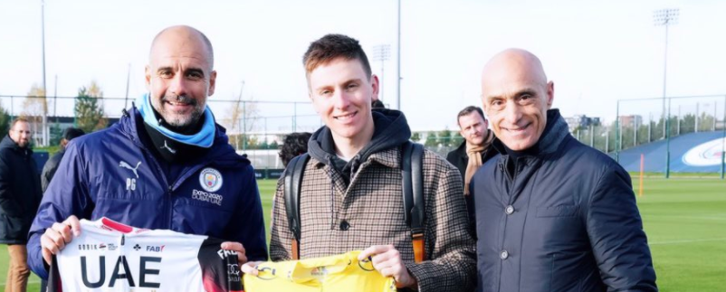 Pep Guardiola, Tadej Pogacar en Mauro Gianetti