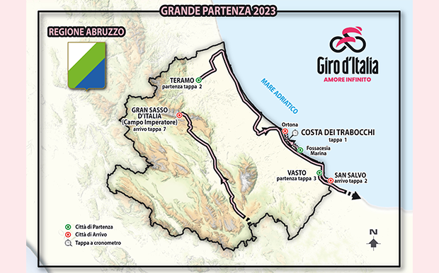 Giro 2023 gaat van start met tijdrit op 17 kilometer lang fietspad in de Abruzzen