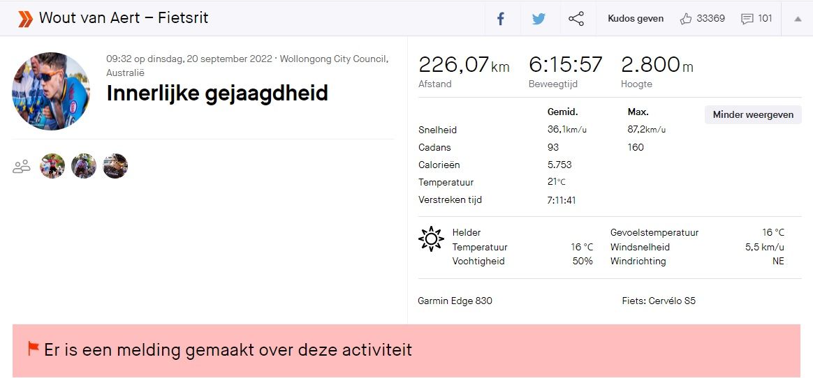 Gespot op Strava: Hoe hebben Van der Poel en Van Aert zich voorbereid op WK-wegwedstrijd?
