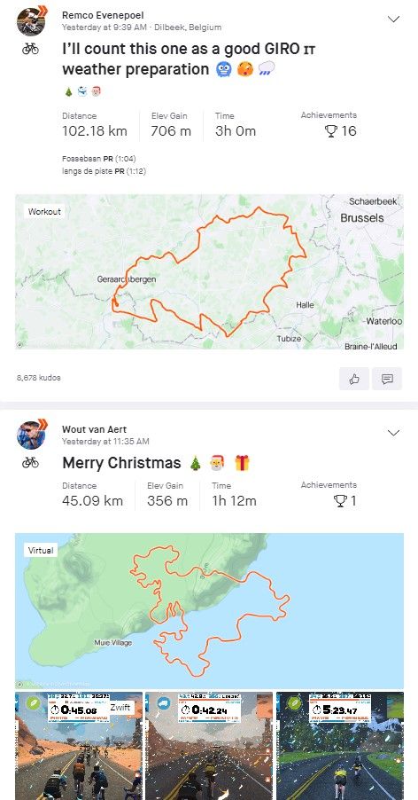 Ondertussen in het peloton | Pogacar duikt opnieuw het veld in, Van Aert en Evenepoel met Kerst op de fiets