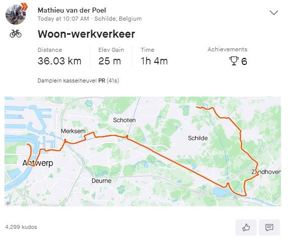 Van der Poel fietst de beentjes al wat los voor cross in Antwerpen met 'woon-werkverkeer'
