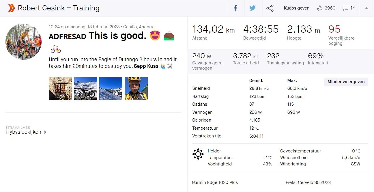 Herstellende Gesink wordt 'vernietigd' door Kuss in Andorra: 'Het kostte hem twintig minuten'