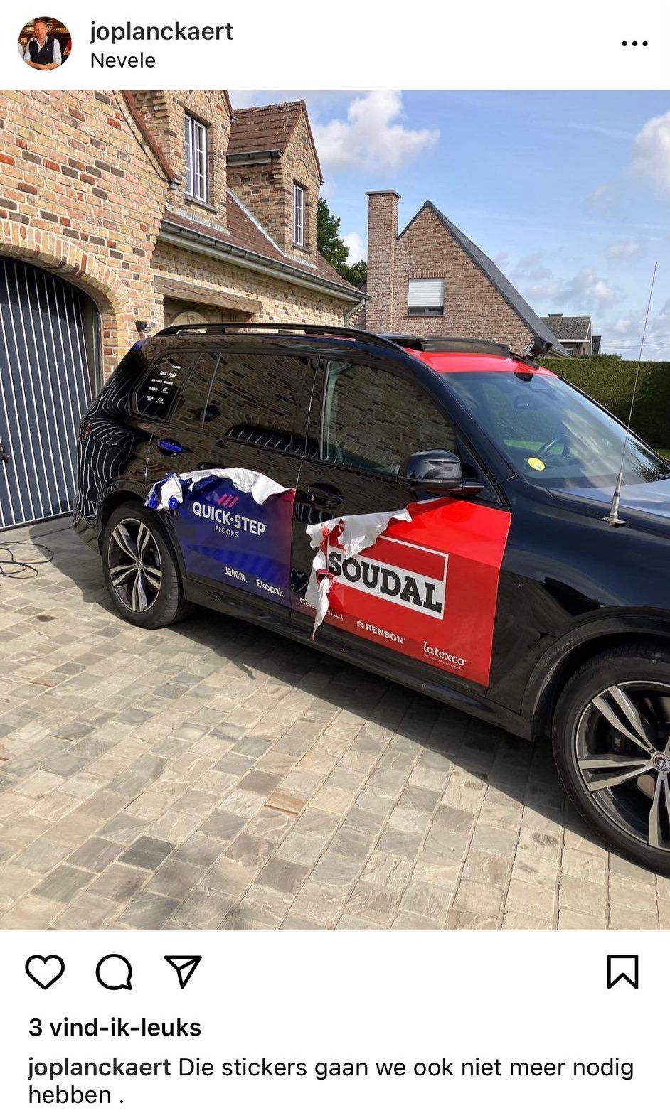 Jo Planckaert verwijdert vreemde foto over Soudal-Quick Step van Instagram: 'Ik weet van niets'