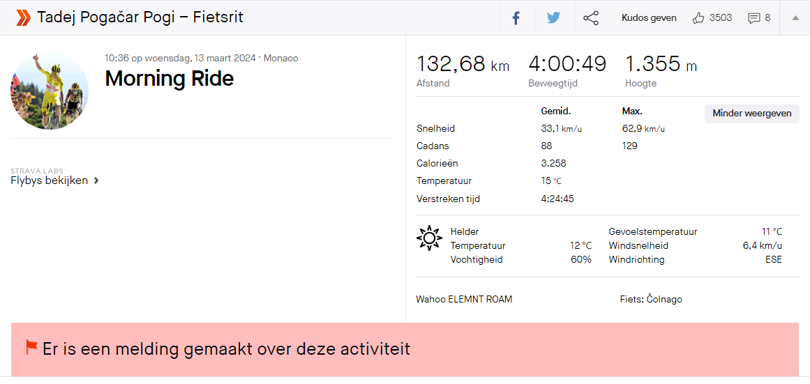 Spotted on Strava: We don't want to discourage the Giro peloton, but these are Tadej Pogacar's numbers
