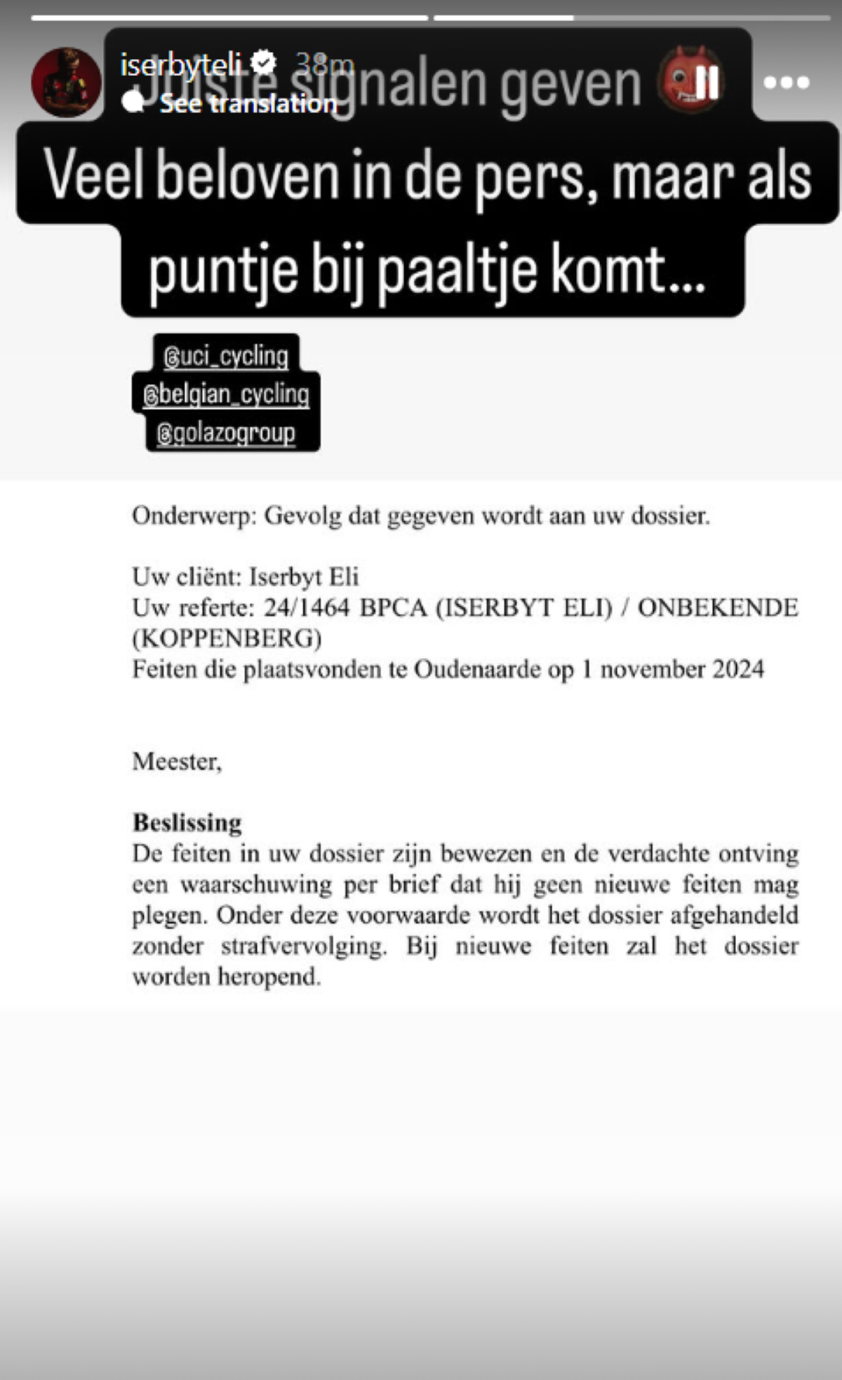 Man die naar Van der Poel spuugde geïdentificeerd, boze Iserbyt over Koppenberg-incident: 'Als puntje bij paaltje komt...'