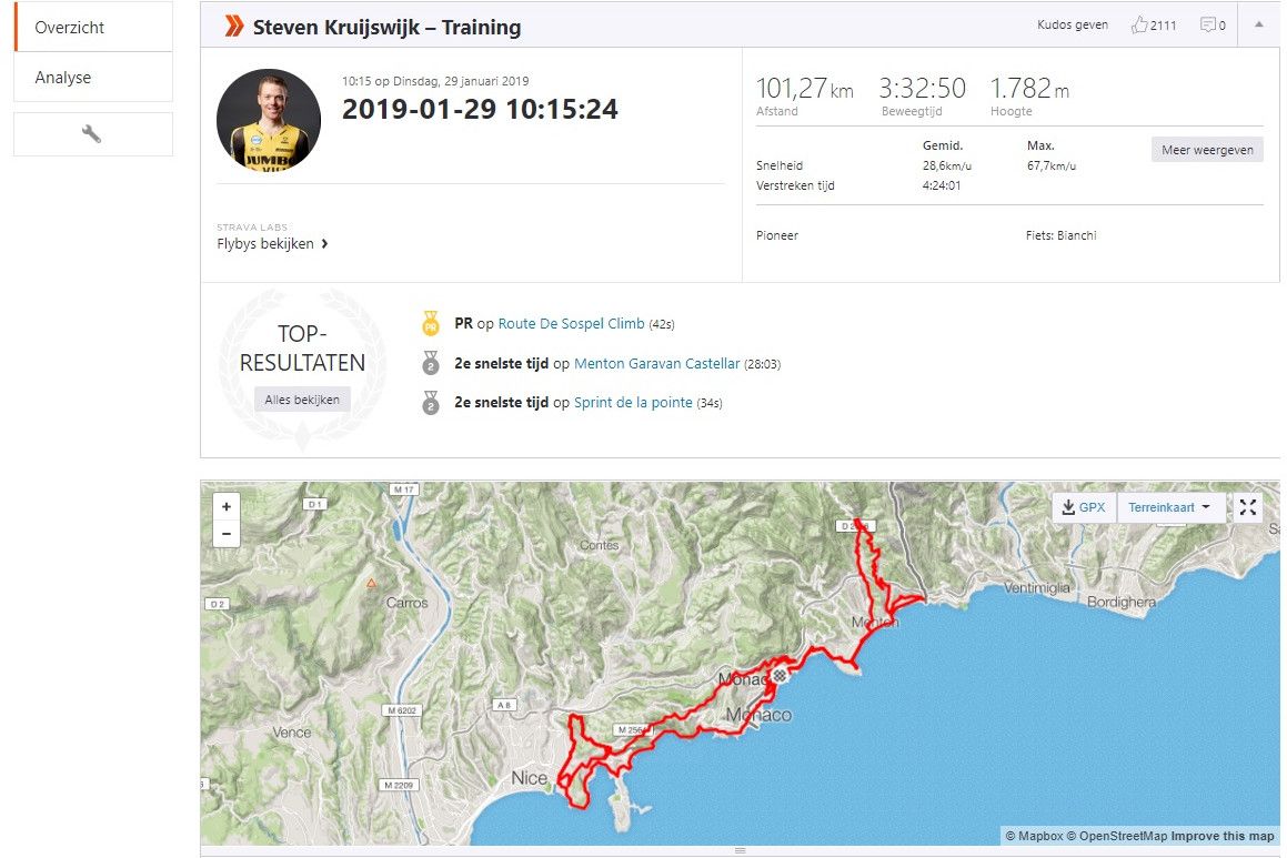 Gespot op Strava: Kruijswijk zoekt bevestiging na perfecte trainingsperiode