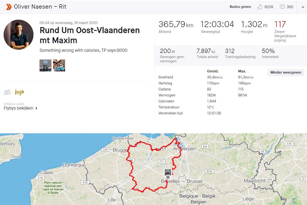 Naesen moet Strava-account tijdelijk pauzeren door jaloerse reacties