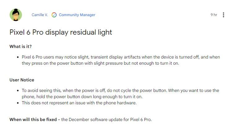 Google Pixel 6 Pro suffers from screen problem, fix on the way