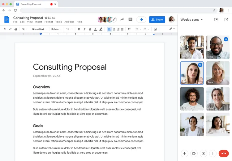 Google Meet now integrated into Docs and Sheets