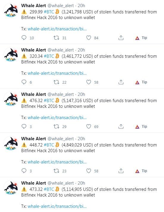 $28 miljoen aan Bitcoin (BTC) van hack uit 2016 plots in beweging