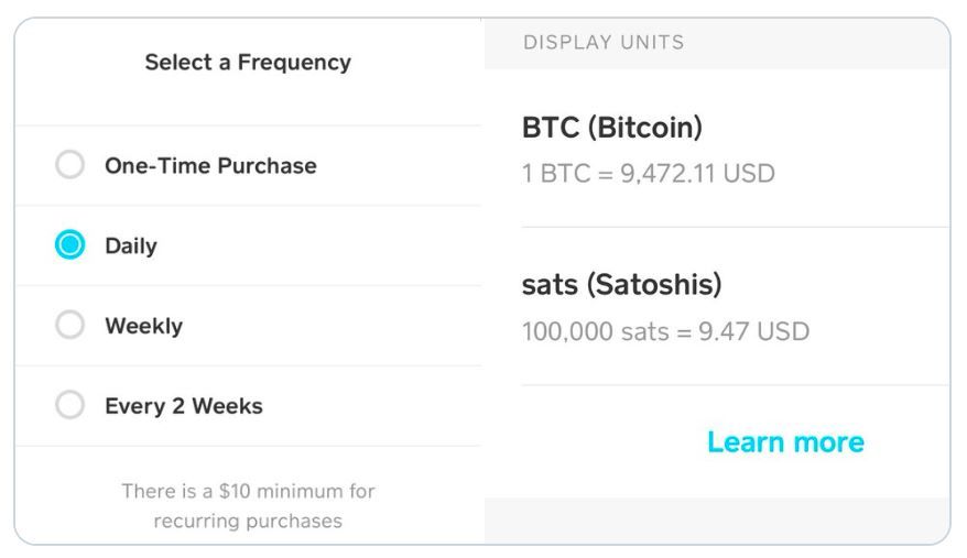 Bitcoin (BTC) sparen met Cash App nu ook via automatische incasso