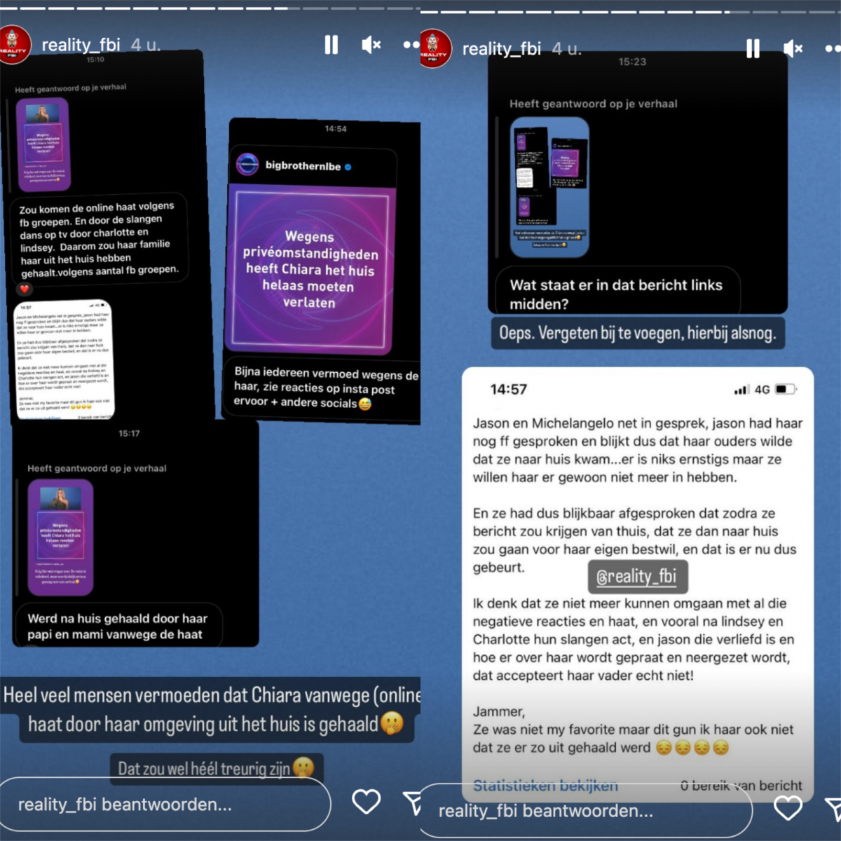 Eindelijk onthuld dit is de echte reden waarom Chiara uit 'Big Brother' stapte