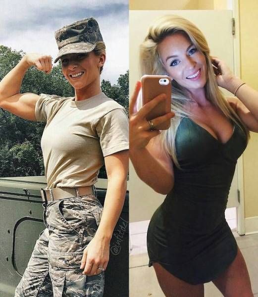 Dames in en uit hun dagelijkse uniform