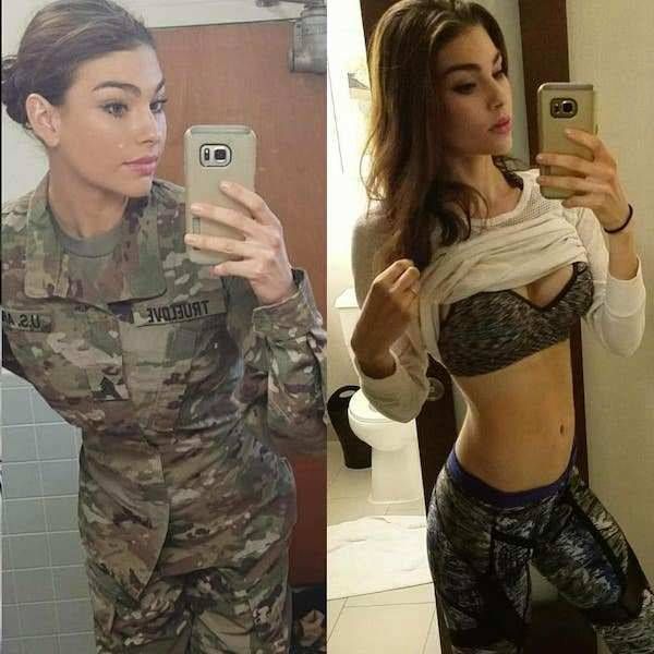 Dames in en uit hun dagelijkse uniform