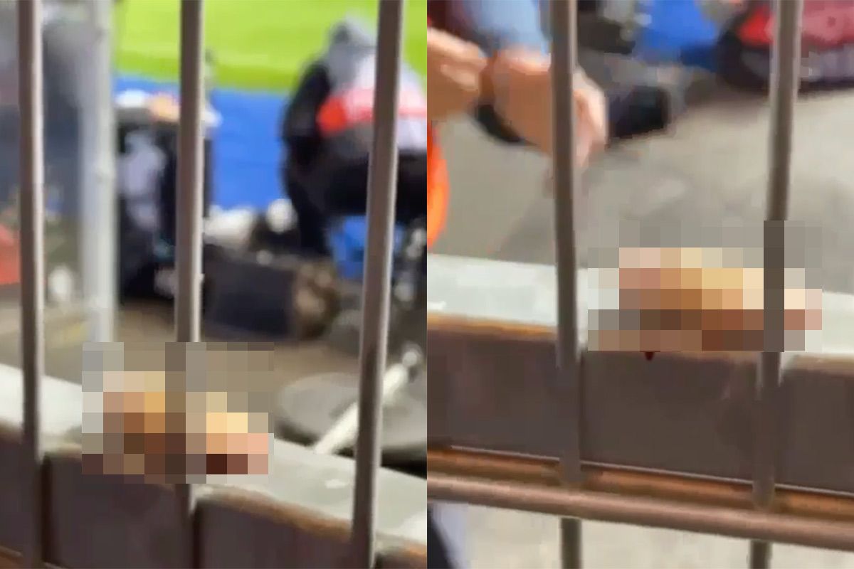 Fan van West Ham verliest vinger, steward legt vinger op een hek