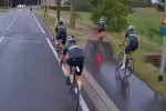 Vrachtwagenchauffeur laat zich gelden wanneer Vlaamse wielertoeristen het weer eens uithangen