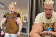 De 'Russische Popeye' showt nog eens zijn enorme nepbiceps in bizar filmpje: "Ze gaan barsten, bro!"