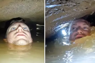 Mannen die verlaten grot onderzoeken verdrinken bijna nadat ze luchtzak missen en in paniek raken (video)