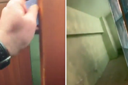 Creepy beelden tonen hoe een man verborgen gangen vindt in zijn hotelkamer