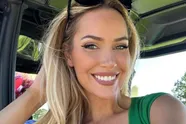 Golf-babe Paige Spiranac showt haar drive maar iedereen is afgeleid door haar imposante 'voorgevel' (video)
