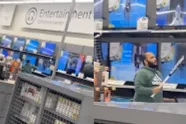 Kerel heeft een slecht dagje en mept dan maar 19 tv's aan diggelen in winkel