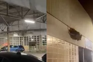 Straatracer ramt zijn auto door de muur van de parkeergarage van Decathlon in Antwerpen