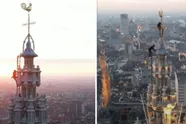 Compleet geschifte Duitsers beklimmen Antwerpse kathedraal en halen stunts uit rond haan op spits
