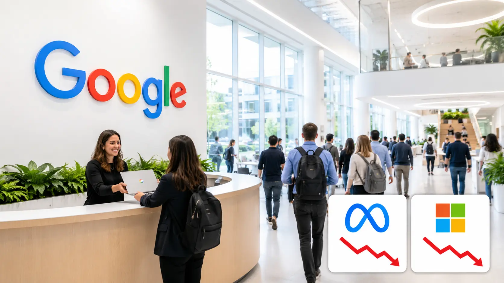 Google neemt bijna 12.000 mensen extra aan terwijl Meta en Microsoft snijden