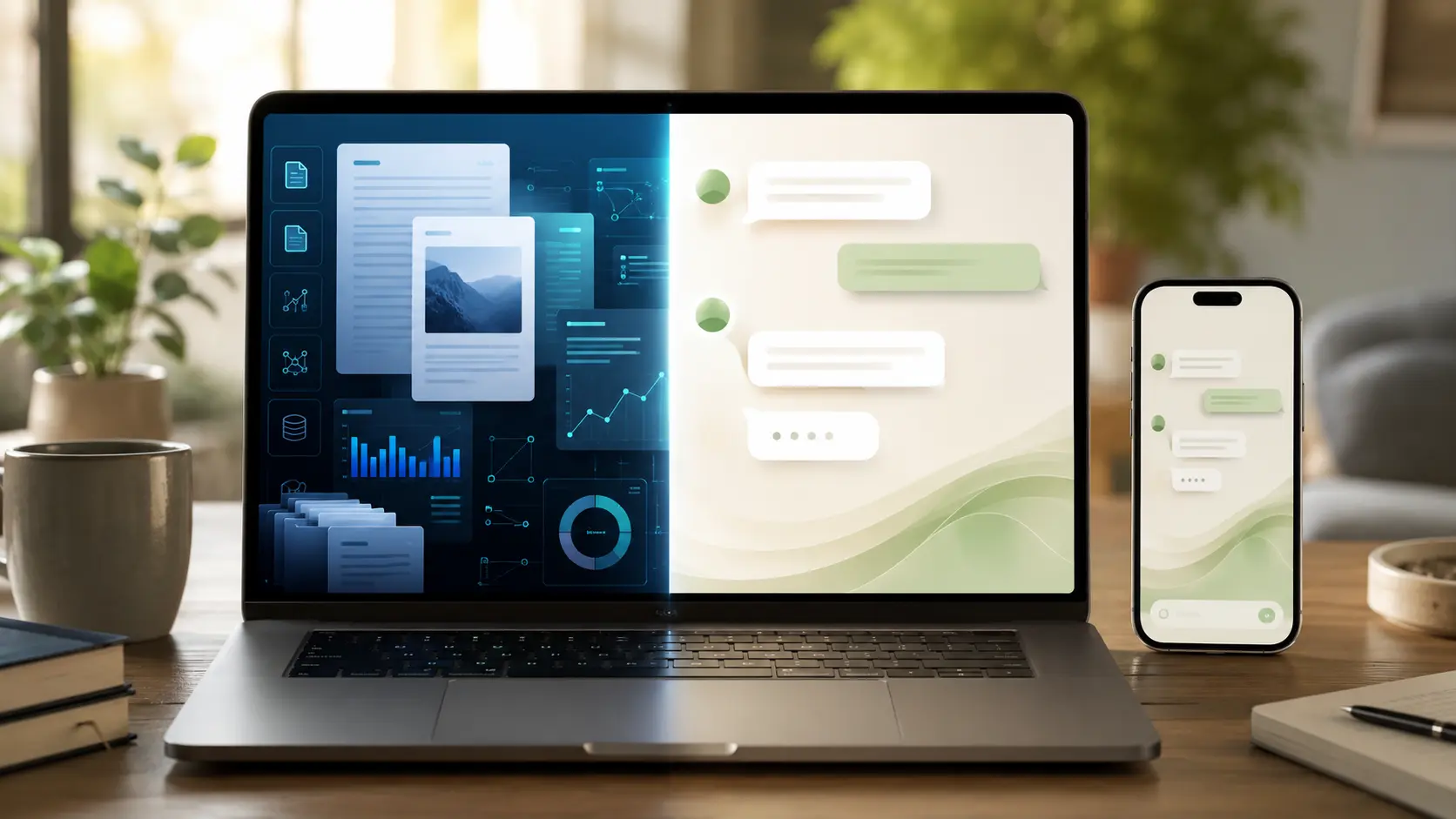 Laptopscherm met zoekmachines en research tool