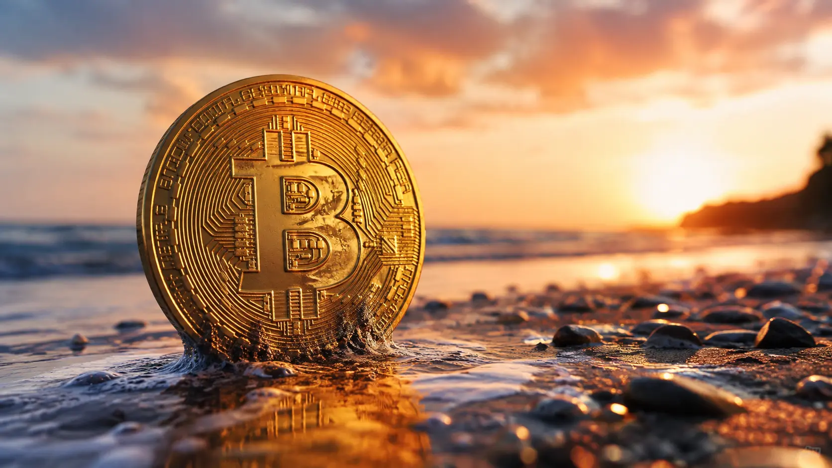 Bitcoin op het strand