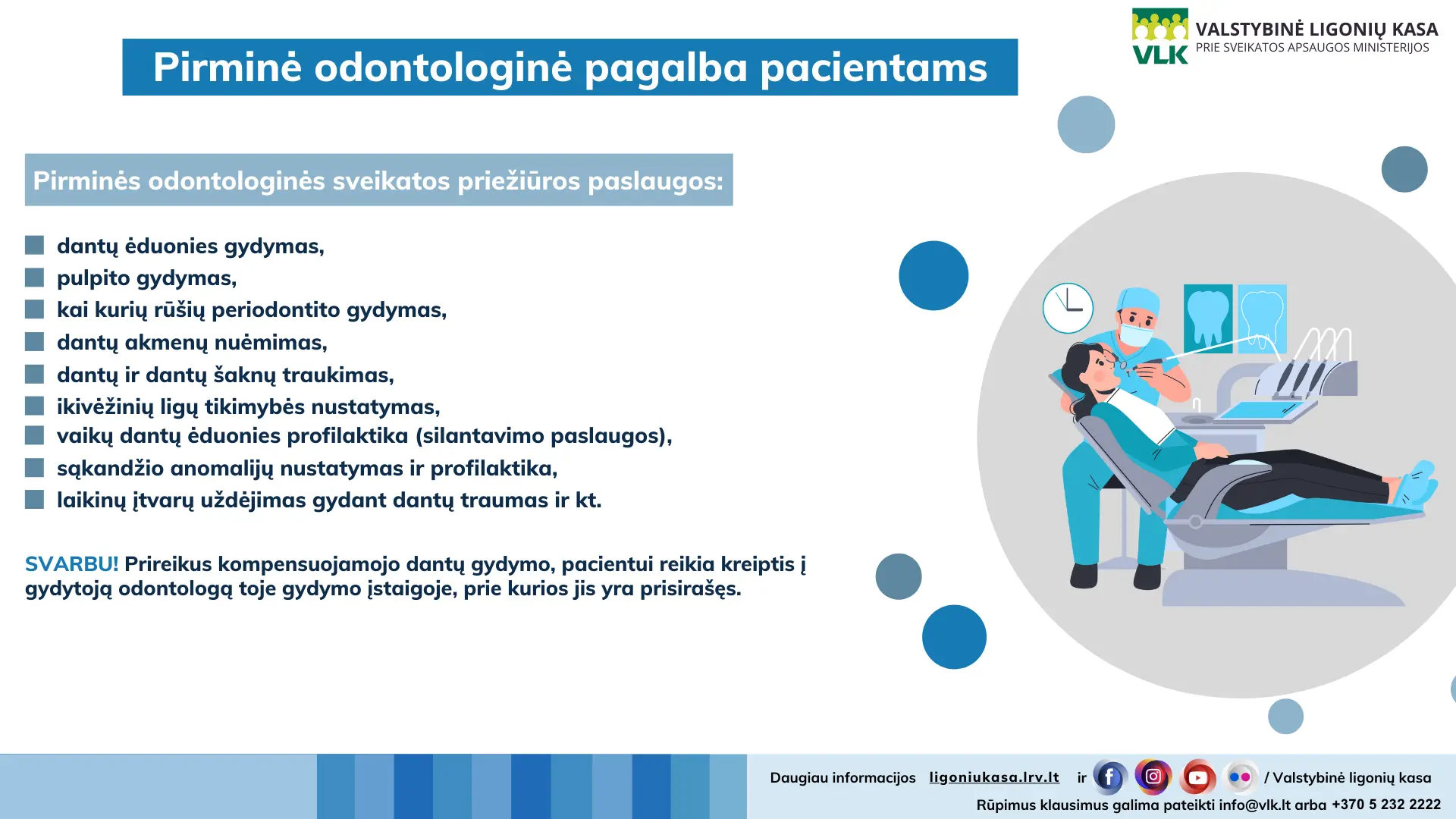 Dantų gydymas be papildomų išlaidų: kas gali gauti kompensuojamas paslaugas?