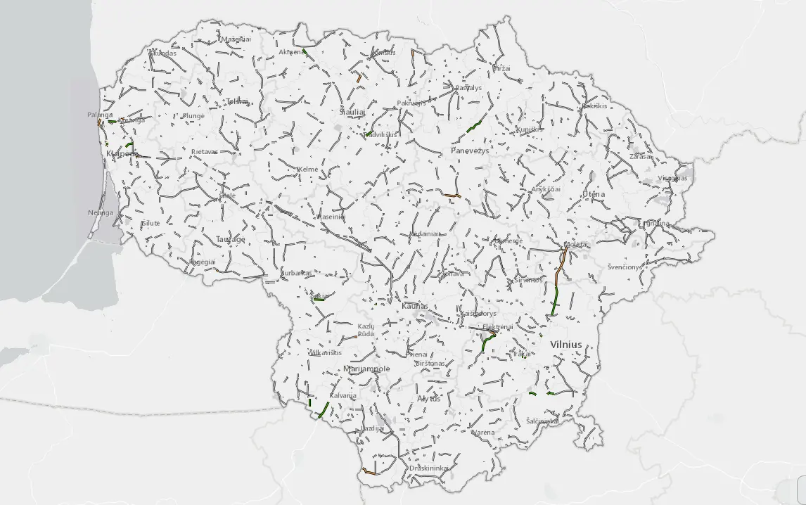 „Via Lietuva“ sukūrė žemėlapį, kuris leidžia įvertinti realią šalies kelių ir tiltų būklę