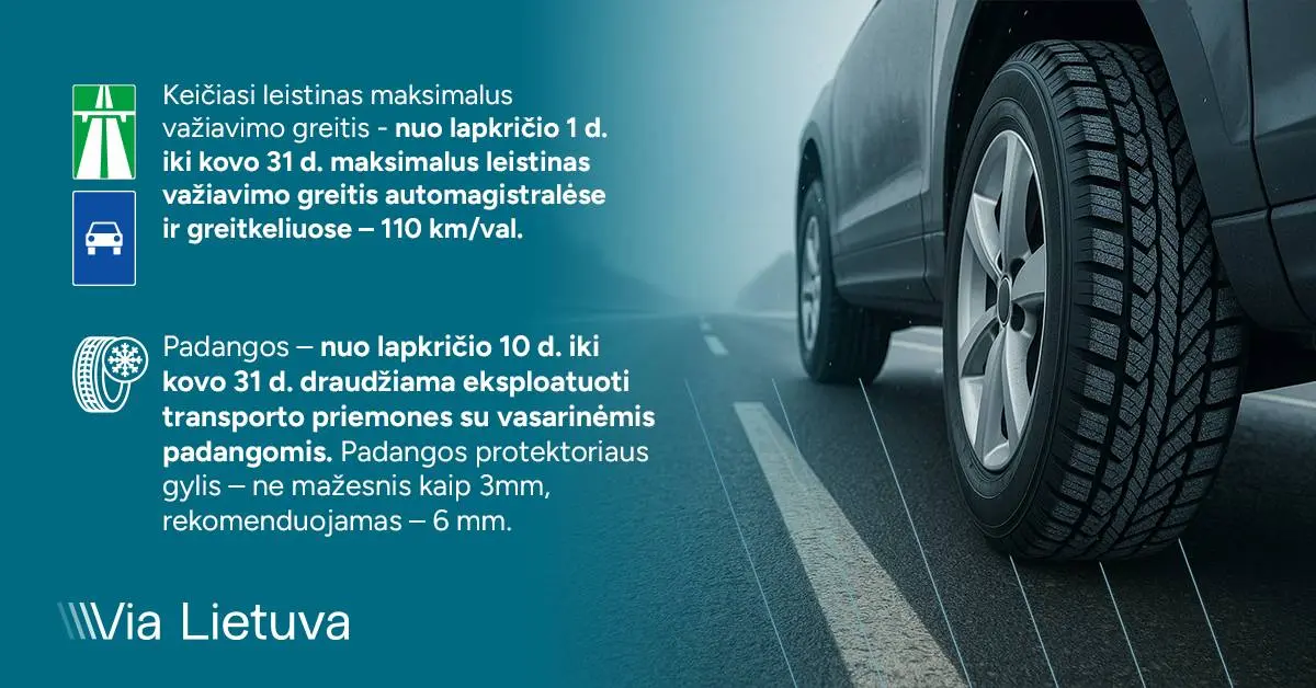Vairuotojų dėmesiui: „Via Lietuva“ praneša apie svarbius pokyčius keliuose nuo lapkričio