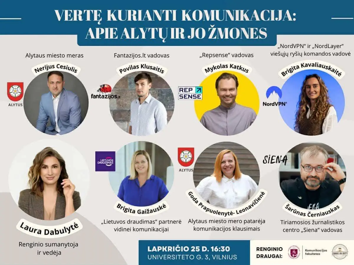 Alytiškiai Vilniuje bus kviečiami į išskirtinį renginį „Vertę kurianti komunikacija“: šių metų tema – Alytus ir jo žmonės