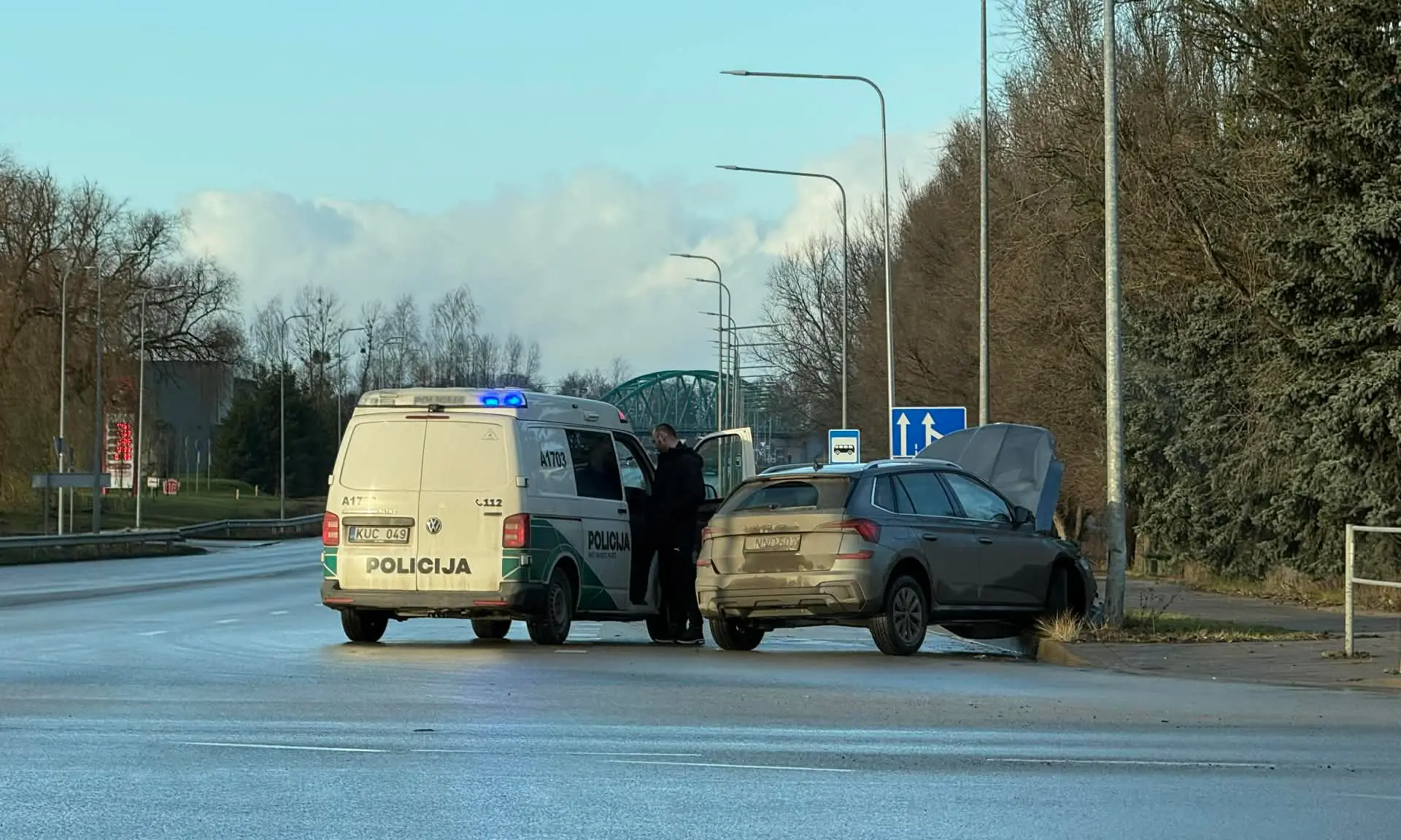 Alytuje nesuvaldytas automobilis rėžėsi į apšvietimo stulpą