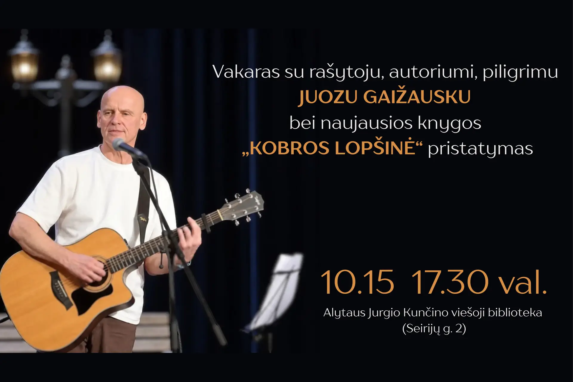 Vakaras su rašytoju Juozu Gaižausku. A4 plakatas