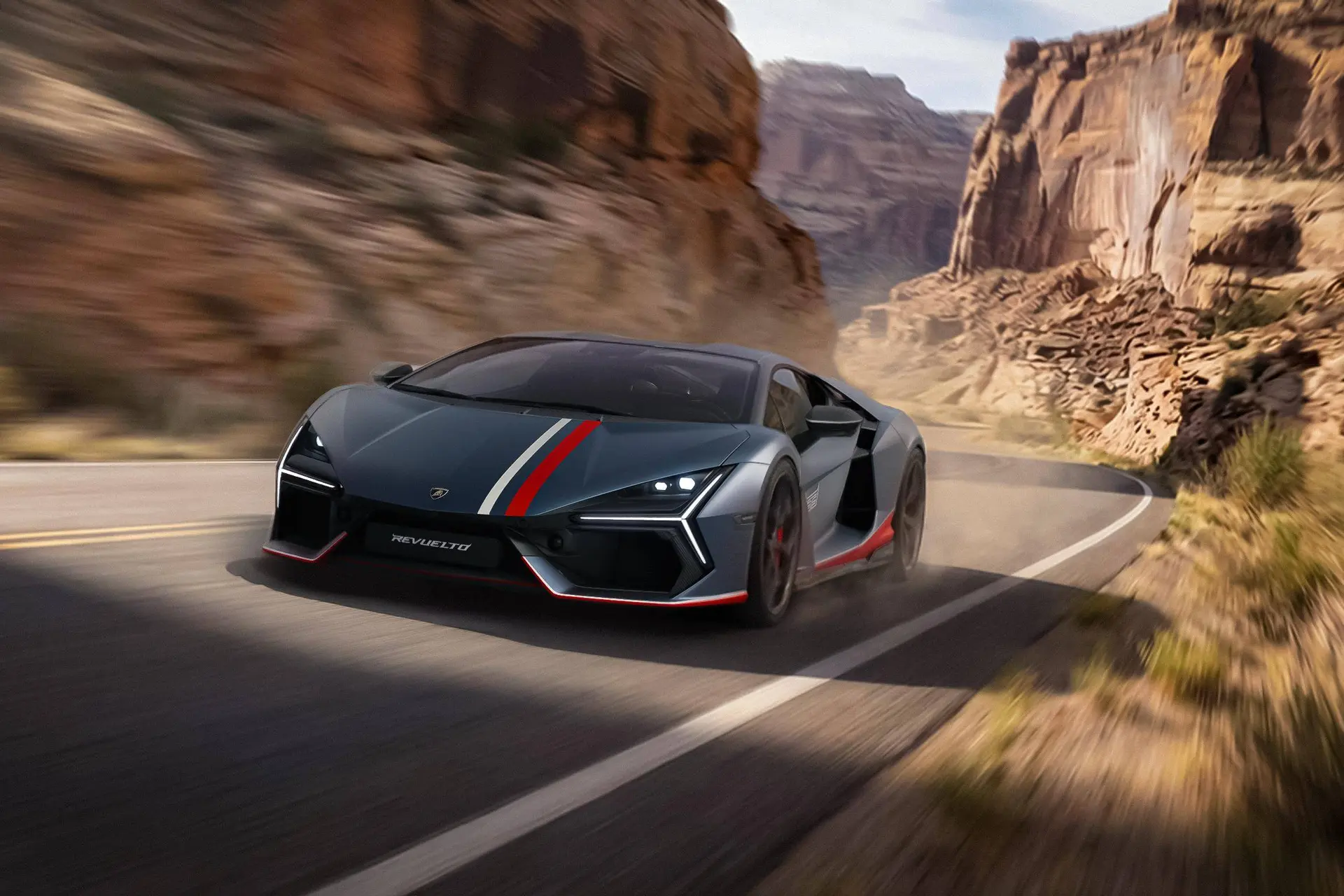 Lamborghini Revuelto NA63 edizione limitata della hypercar italiana con i colori degli stati uniti d'america