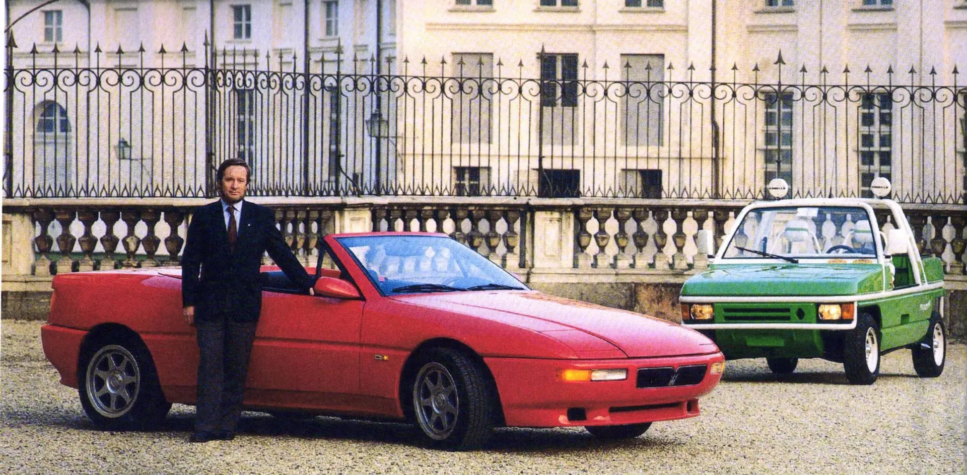 Maserati Shamal Spyder OPAC e Renault 4 Ma Pomme con Paul Breuer a Stupinigi