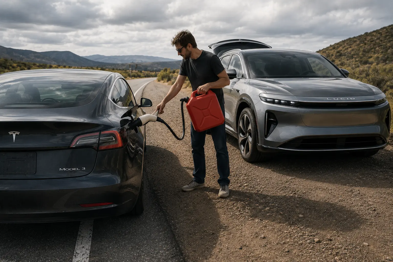 Deze elektrische auto kan zelfs een andere elektrische auto opladen