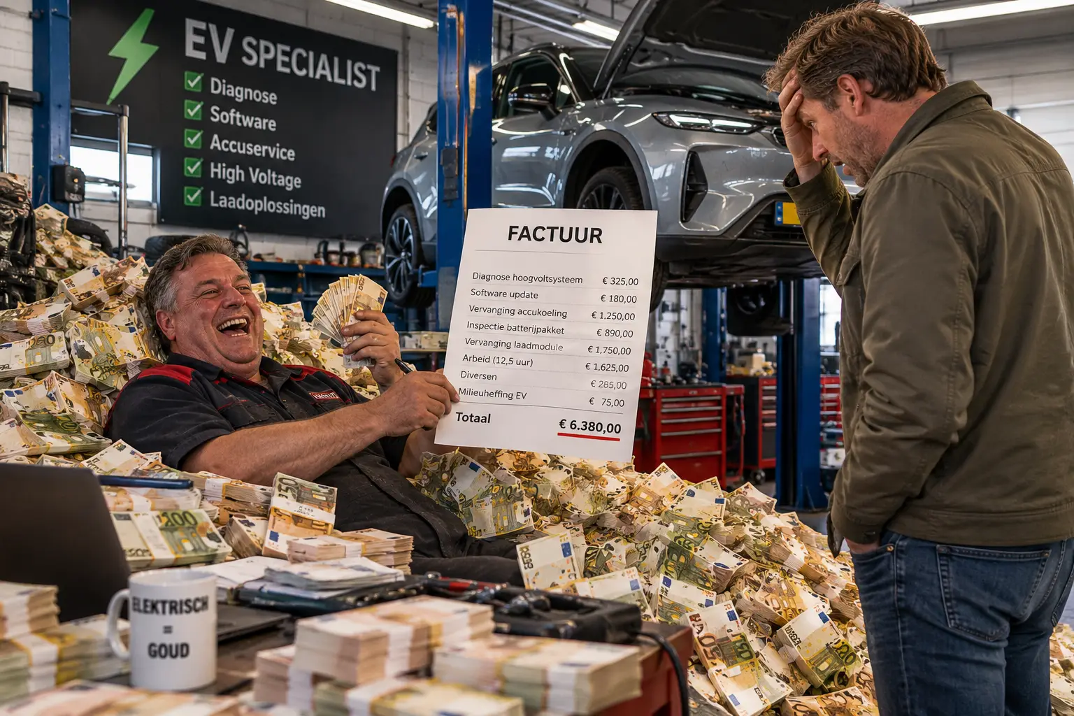 EV-onderhoud: bijna de helft van de garages rekent 17 procent meer per uur