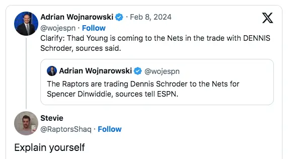 Dennis Smith Jr's comments after Woj's wrongfully published that he was being traded: "I couldn't even take a nap."