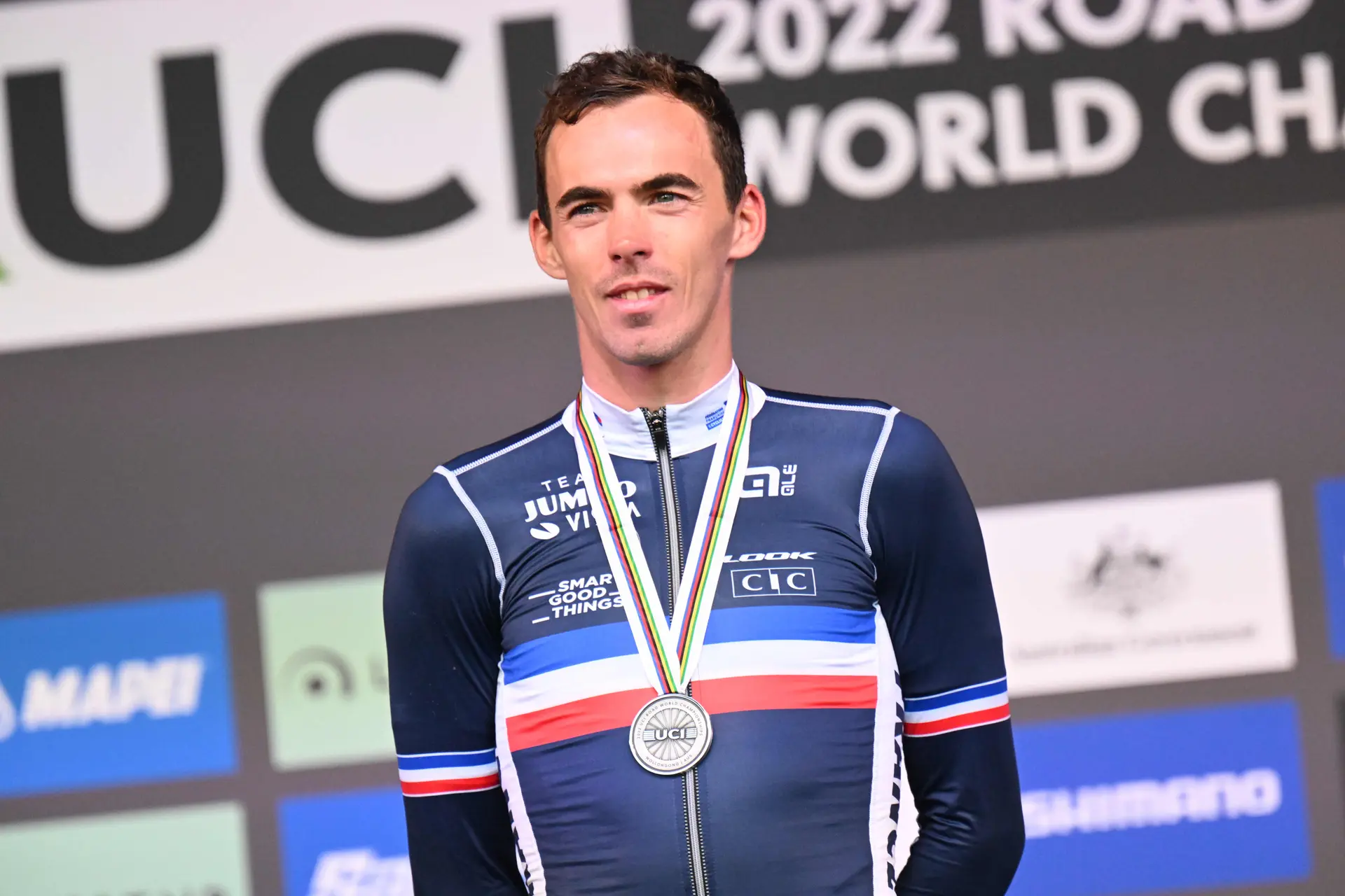 Christophe Laporte, sobre su plata en el Mundial: "He ganado grandes carreras este año, estoy contento con esta medalla"
