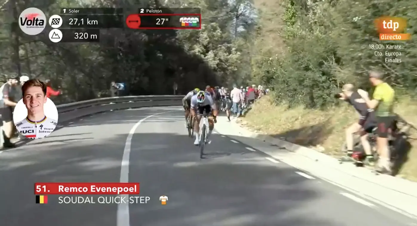 Vídeo: El brutal ataque de Evenepoel cuando nadie lo esperaba en la sexta etapa de la Volta a Catalunya