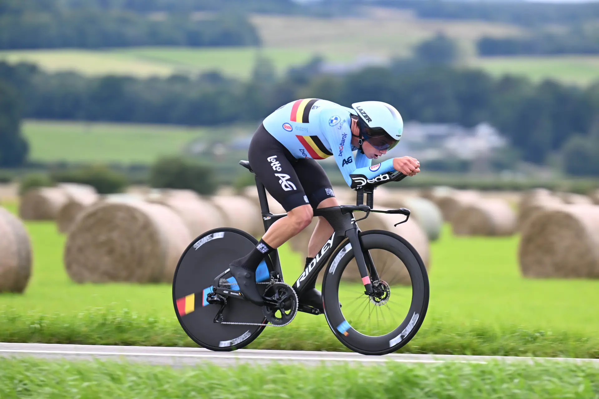 Alec Segaert, en acción en el Campeonato de Europa Contrarreloj.